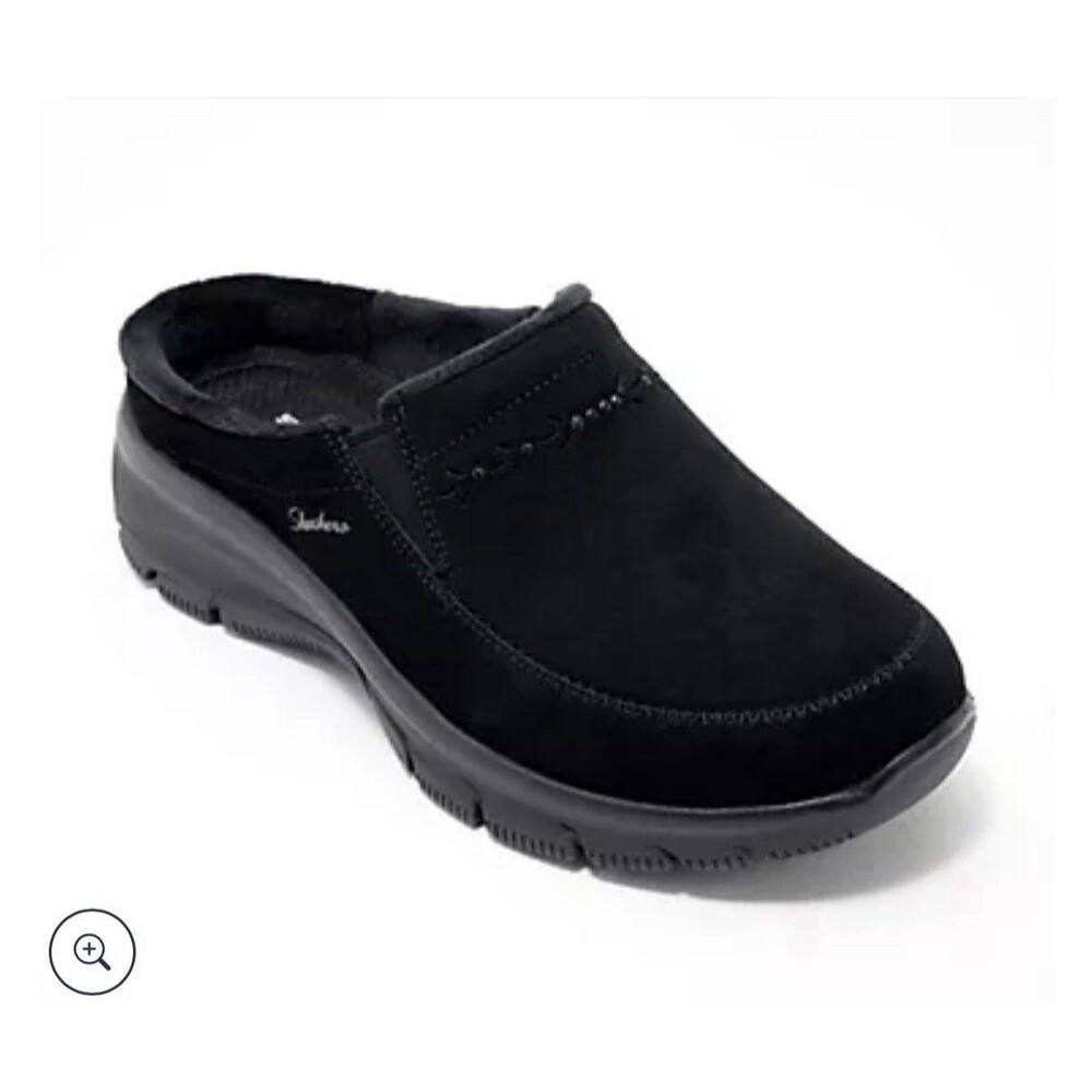 Skechers Women's Easy Going Studded Suede Mules Black SZ 7.